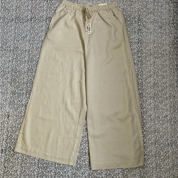 Max Studio London NWT Cream Wide-Leg Linen Trousers - Picture 7 of 15